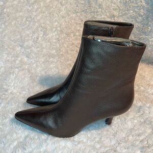 Paraphrase leather metallic Bronze ankle boots pointed toe side zipper SZ9M